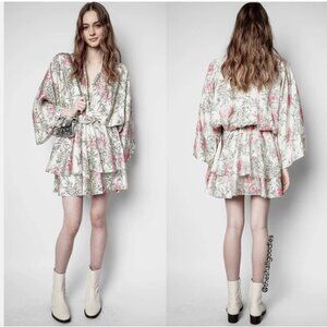 Zadig & Voltaire Ruffle Roses Silk Dress